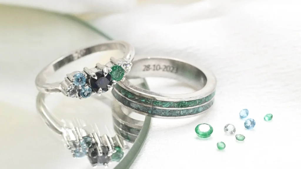 Alianzas con piedras Alianzas de casamiento personalizadas Alianzas oro blanco